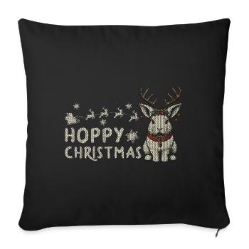 Hoppy Noël Drôle Lapin de Noël - Housse de coussin décorative 45 x 45 cm - noir - Devant