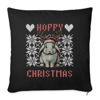 Merry Christmas Bunny Reindeer Knit Look - Sofa pillowcase 17,3'' x 17,3'' (45 x 45 cm) - black - Front