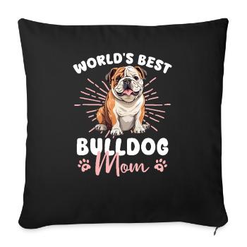 Bouledogue anglais Chien Bouledogue anglais Maman - Housse de coussin décorative 45 x 45 cm - noir - Devant