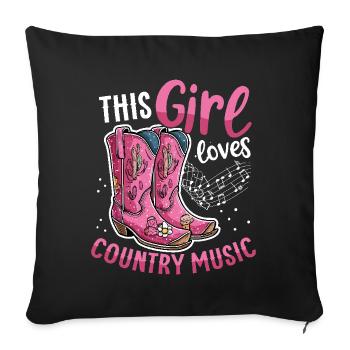 This girl loves country music Pink Cowboy Boots - Sofa pillowcase 17,3'' x 17,3'' (45 x 45 cm) - black - Front