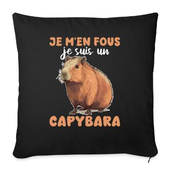 Je m'en fous je suis un capybara - sweet capybara - Sofa pillowcase 17,3'' x 17,3'' (45 x 45 cm) - black - Front