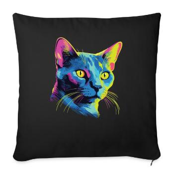 Cat Watercolor Colorful Russian Blue - Sofa pillowcase 17,3'' x 17,3'' (45 x 45 cm) - black - Front