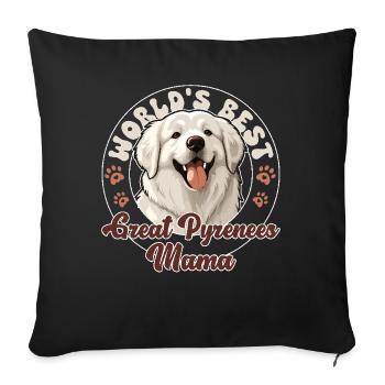 Pyrenean Mountain Dog Great Pyrenees Mama - Sofa pillowcase 17,3'' x 17,3'' (45 x 45 cm) - black - Front