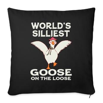 Worlds Silliest Goose On The Loose - Sofa pillowcase 17,3'' x 17,3'' (45 x 45 cm) - black - Front