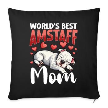 American Staffordshire Terrier Blanc Personnel Maman - Housse de coussin décorative 45 x 45 cm - noir - Devant