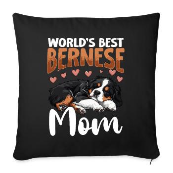 Bernese Mountain Dog Bernese Mom - Sofa pillowcase 17,3'' x 17,3'' (45 x 45 cm) - black - Front