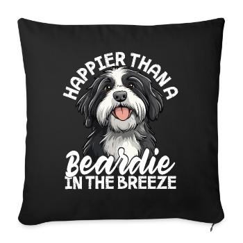 Bearded Collie Dog Happy Beardie in the Breeze - Sofa pillowcase 17,3'' x 17,3'' (45 x 45 cm) - black - Front