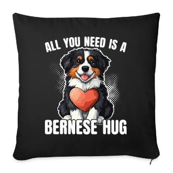 Bernese Mountain Dog Bernese Hug - Sofa pillowcase 17,3'' x 17,3'' (45 x 45 cm) - black - Front