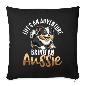 Australian Shepherd Dog Aussie Mom Aussie Dad - Sofa pillowcase 17,3'' x 17,3'' (45 x 45 cm) - black - Front