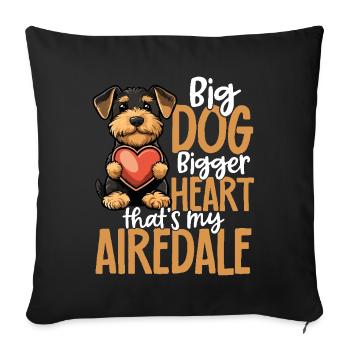 Airedale Terrier Dog Airedale Love - Sofa pillowcase 17,3'' x 17,3'' (45 x 45 cm) - black - Front