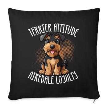 Airedale Terrier Dog Terrier Attitude Airedale - Sofa pillowcase 17,3'' x 17,3'' (45 x 45 cm) - black - Front
