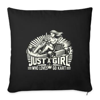 Une fille qui adore le karting - Housse de coussin décorative 45 x 45 cm - noir - Devant