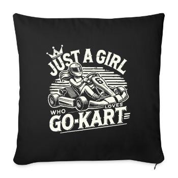 Une fille qui aime l’aventure en karting - Housse de coussin décorative 45 x 45 cm - noir - Devant