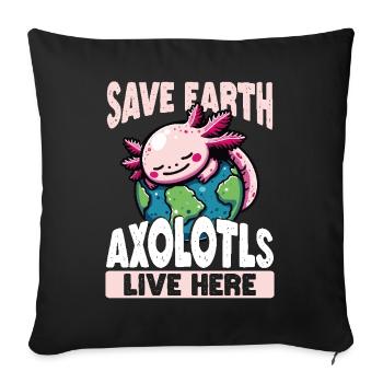Sauvez la Terre Les axolotls vivent ici Jour de la Terre - Housse de coussin décorative 45 x 45 cm - noir - Devant