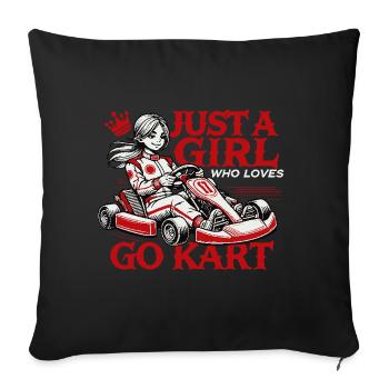 Une fille qui aime les courses de karting - Housse de coussin décorative 45 x 45 cm - noir - Devant