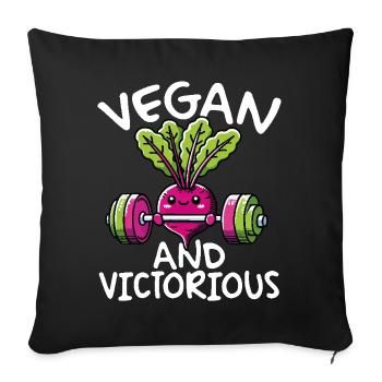 Vegane Und Siegreiche Lustige Pflanzliche Fitness - Sofakissenbezug 45 x 45 cm - Schwarz - Vorne