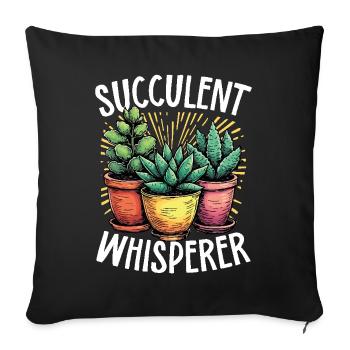 Succulent Whisperer – Amoureux des plantes - Housse de coussin décorative 45 x 45 cm - noir - Devant