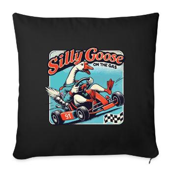 Silly Goose sur l’accélérateur dans un kart - Housse de coussin décorative 45 x 45 cm - noir - Devant