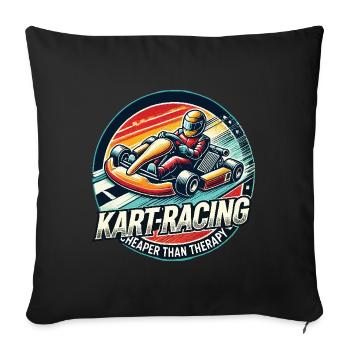 Les courses de kart moins chères que la thérapie - Housse de coussin décorative 45 x 45 cm - noir - Devant