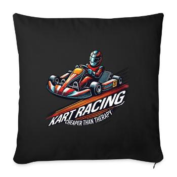 La course de karting moins chère que la thérapie - Housse de coussin décorative 45 x 45 cm - noir - Devant