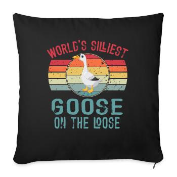 Worlds Silliest Goose On The Loose - Sofa pillowcase 17,3'' x 17,3'' (45 x 45 cm) - black - Front