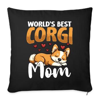 Welsh Corgi Pembroke World's best Corgi mom - Sofa pillowcase 17,3'' x 17,3'' (45 x 45 cm) - black - Front