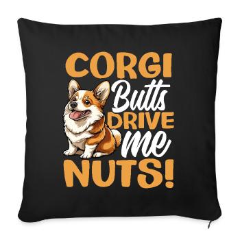 Welsh Corgi Pembroke Corgi Butts Drive Me Nuts - Sofa pillowcase 17,3'' x 17,3'' (45 x 45 cm) - black - Front