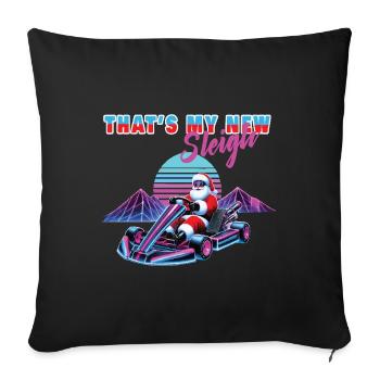 Père Noël Go-Kart Retro Vaporwave Style - Housse de coussin décorative 45 x 45 cm - noir - Devant