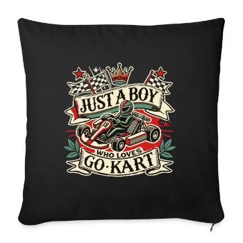 Garçon aimant les courses de karting - Housse de coussin décorative 45 x 45 cm - noir - Devant