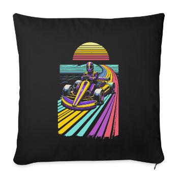 Pilote de karting rétro des années 80 style Vaporwave - Housse de coussin décorative 45 x 45 cm - noir - Devant