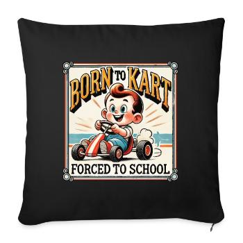 Né pour le karting look vintage - Housse de coussin décorative 45 x 45 cm - noir - Devant