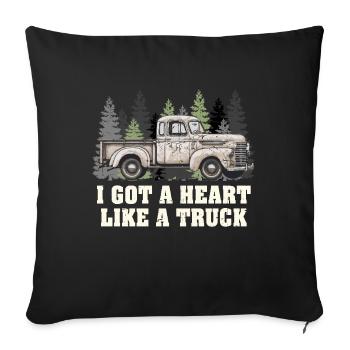 J’ai un cœur comme un camion - Housse de coussin décorative 45 x 45 cm - noir - Devant