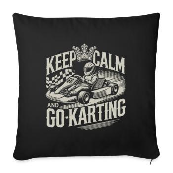 Restez calme et faites du karting - Housse de coussin décorative 45 x 45 cm - noir - Devant