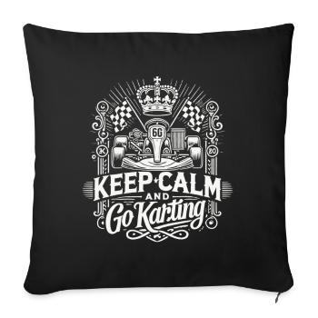 Restez calme et faites du kart - Housse de coussin décorative 45 x 45 cm - noir - Devant