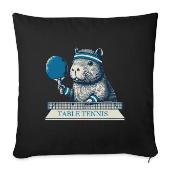 Capybara Table Tennis Fun with Table Tennis Racket - Sofa pillowcase 17,3'' x 17,3'' (45 x 45 cm) - black - Front