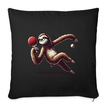 paresseux dessin animé drôle jeu de tennis de table - Housse de coussin décorative 45 x 45 cm - noir - Devant
