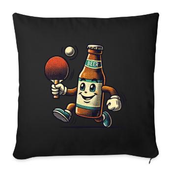 Beer Bottle Table Tennis Fun Fun - Sofa pillowcase 17,3'' x 17,3'' (45 x 45 cm) - black - Front