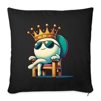 Funny Cartoon Table Tennis Ball King Fun - Sofa pillowcase 17,3'' x 17,3'' (45 x 45 cm) - black - Front