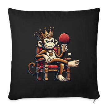 Funny Monkey King Table Tennis Ruler - Sofa pillowcase 17,3'' x 17,3'' (45 x 45 cm) - black - Front