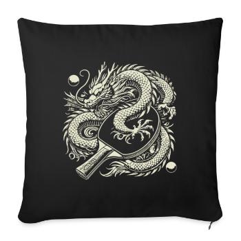 Dragons et raquettes de ping-pong Motif artistique - Housse de coussin décorative 45 x 45 cm - noir - Devant