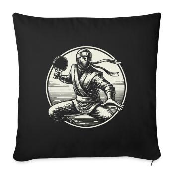 Retro Ninja Table Tennis Player Artwork Design - Sofa pillowcase 17,3'' x 17,3'' (45 x 45 cm) - black - Front