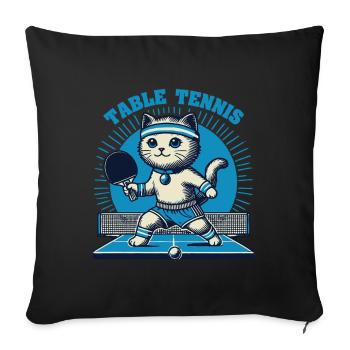 Niedliche Katze Tischtennis Vintage Stil - Sofakissenbezug 45 x 45 cm - Schwarz - Vorne