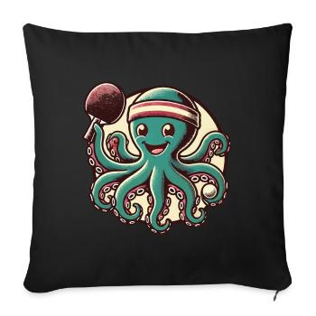 Funny Octopus Table Tennis Cartoon Retro - Sofa pillowcase 17,3'' x 17,3'' (45 x 45 cm) - black - Front