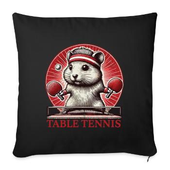 Hamster Retro Vintage Table Tennis Fan Design - Housse de coussin décorative 45 x 45 cm - noir - Devant