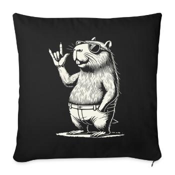 Musique Rock drôle Capybara Concert Party - Housse de coussin décorative 45 x 45 cm - noir - Devant