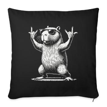 Funny Capybara Heavy Metal Festival Party - Housse de coussin décorative 45 x 45 cm - noir - Devant