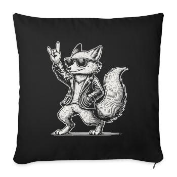 Musique rock Drôle Heavy Metal Fox Concert - Housse de coussin décorative 45 x 45 cm - noir - Devant