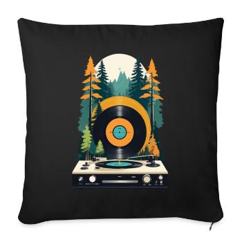 Retro Music Scene Turntable Forest Design - Sofa pillowcase 17,3'' x 17,3'' (45 x 45 cm) - black - Front