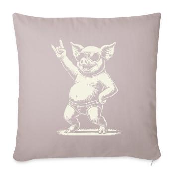 Funny Rock Music Pig Heavy Metal Festival - Sofa pillowcase 17,3'' x 17,3'' (45 x 45 cm) - light taupe - Front