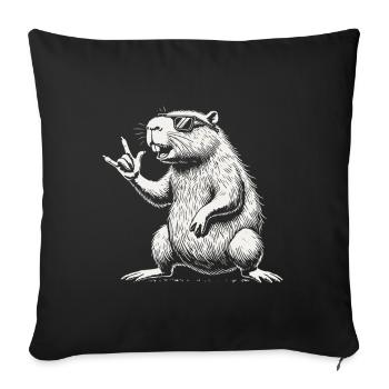 Fun Heavy Metal Festival Capybara - Sofa pillowcase 17,3'' x 17,3'' (45 x 45 cm) - black - Front